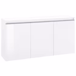 CREDENZA - Madia da cucina a 3 ante, Buffet da soggiorno, 100% Made in Italy, cm 150x40h81, Bianco lucido. STRUTTURA E UTILIZ ...