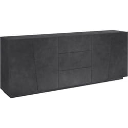 Credenza Ayrton, Madia da cucina a 4 ante e 3 cassetti, Buffet da soggiorno, 100% Made in Italy, cm 220x43h86, Ardesia - Dmora