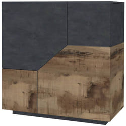 Credenza Arbal, Madia da cucina a 2 ante, Buffet da soggiorno, 100% Made in Italy, cm 100x43h106, Ardesia e Acero - Dmora