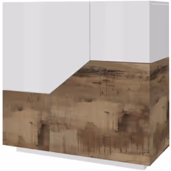 CREDENZA - Madia da cucina a 2 ante geometriche, Buffet da soggiorno, Madia da cucina, 100% Made in Italy, cm 79x43h86, Bianc ...