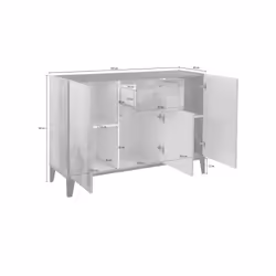 Credenza moderna a 3 ante e 1 Albatross, Made in Italy, Madia da cucina rialzata, Buffet di design da soggiorno, Cm 120x40h82, Bianco lucido e Ardesia - Vista aggiuntiva 3