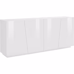 CREDENZA - Madia da cucina a 4 ante, Buffet da soggiorno, 100% Made in Italy, cm 200x43h86, Bianco lucido. STRUTTURA E UTILIZ ...