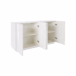 Credenza moderna a 4 Augusto, Made in Italy, Madia da cucina, Buffet di design da soggiorno, cm 162x44h86, Bianco lucido - Vista aggiuntiva 4