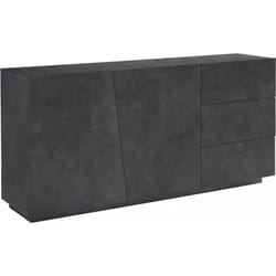 Credenza Ariet, Madia da cucina a 2 ante e 3 cassetti, Buffet da soggiorno, 100% Made in Italy, cm 180x43h86, Ardesia - Dmora