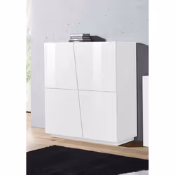 Credenza moderna di design a 4 ante Abbabbau, Made in Italy, Buffet da cucina, Madia con scaffali da cucina, cm 120x43h126, B ...
