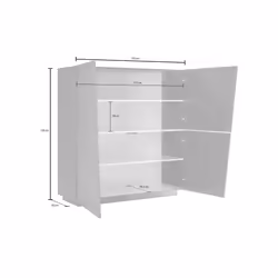 Credenza moderna di design a 4 ante Abbabbau, Made in Italy, Buffet da cucina, Madia con scaffali da cucina, cm 120x43h126, Bianco lucido
