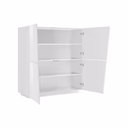 Credenza moderna di design a 4 ante Abbabbau, Made in Italy, Buffet da cucina, Madia con scaffali da cucina, cm 120x43h126, Bianco lucido - Vista aggiuntiva 4
