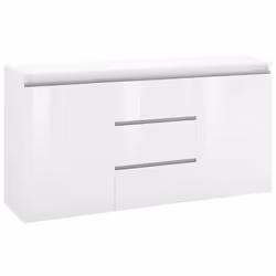 CREDENZA - Madia di design a 2 ante 3 cassetti, Buffet da soggiorno, Madia da cucina, 100% Made in Italy, cm 150x40h81, Bianc ...