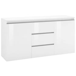 Credenza Amoco, Madia di design a 2 ante 3 cassetti, Buffet da soggiorno, Madia da cucina, 100% Made in Italy, cm 150x40h81, Bianco lucido - Dmora