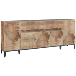 Credenza Amour, Madia da cucina a 6 ante, Buffet da soggiorno, 100% Made in Italy, cm 200x40h82, Ardesia e Acero - Dmora