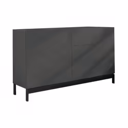 CREDENZA - Madia da cucina a 1 anta e 3 cassetti, Buffet da soggiorno, 100% Made in Italy, cm 110x40h47, Antracite lucido. ST ...