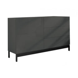 Credenza Adana, Madia da cucina a 1 anta e 3 cassetti, Buffet da soggiorno, 100% Made in Italy, cm 110x40h47, Antracite lucido - Dmora
