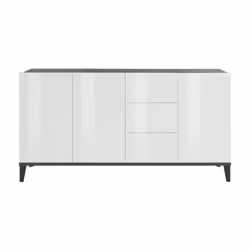 Credenza moderna a 3 ante e 3 Abic, Made in Italy, Madia da cucina rialzata, Buffet di design da soggiorno, Cm 160x40h82, Bianco lucido e Ardesia - Vista aggiuntiva 4