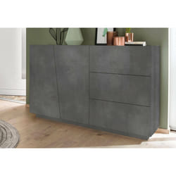 Credenza moderna a 2 ante e 3 Favonio, Made in Italy, Madia da cucina, Buffet di design da soggiorno, cm 141x43h86, Grigio Ardesia