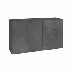 Credenza moderna a 2 ante e 3 Favonio, Made in Italy, Madia da cucina, Buffet di design da soggiorno, cm 141x43h86, Grigio Ardesia