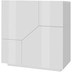 Credenza Arbal, Madia da cucina a 2 ante, Buffet da soggiorno, 100% Made in Italy, cm 100x43h106, Bianco lucido - Dmora