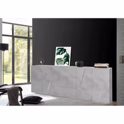 Credenza moderna a 4 ante e 3 Zeus, Made in Italy, Madia da cucina con dettaglio, Buffet di design da soggiorno, cm 224x44h86 ...
