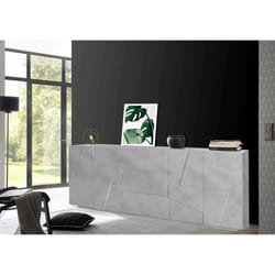 Credenza moderna a 4 ante e 3 Zeus, Made in Italy, Madia da cucina con dettaglio, Buffet di design da soggiorno, cm 224x44h86, Grigio Cenere