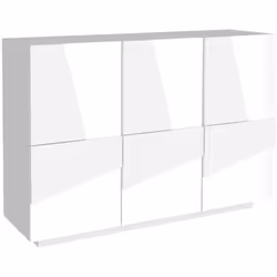 CREDENZA - Buffet da soggiorno multifunzione, Madia da salotto a 3 ante, 100% Made in Italy, cm 121x38h86, Bianco lucido. STR ...