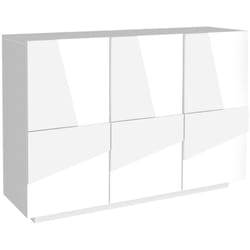 Credenza Axl, Buffet da soggiorno multifunzione, Madia da salotto a 3 ante, 100% Made in Italy, cm 121x38h86, Bianco lucido - Dmora