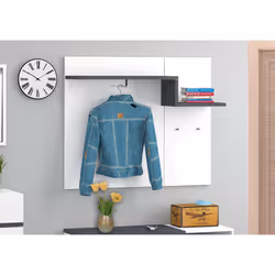 Mobile appendiabiti da Mugello, Made in Italy, con ganci e tubo per appendini, Entratina moderna, cm 120x30h100, Bianco lucid ...