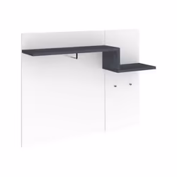 Mobile appendiabiti da Mugello, Made in Italy, con ganci e tubo per appendini, Entratina moderna, cm 120x30h100, Bianco lucido e Grigio Ardesia
