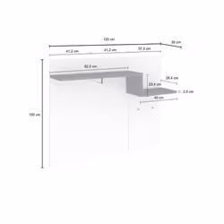 Mobile appendiabiti da Mugello, Made in Italy, con ganci e tubo per appendini, Entratina moderna, cm 120x30h100, Bianco lucido e Grigio Ardesia