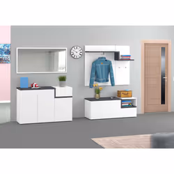 Mobile appendiabiti da Mugello, Made in Italy, con ganci e tubo per appendini, Entratina moderna, cm 120x30h100, Bianco lucido e Grigio Ardesia - Vista aggiuntiva 4