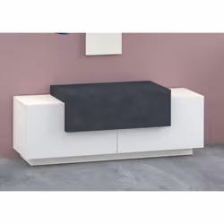 Mobile da ingresso a 3 Aspera, Made in Italy, Credenza da soggiorno Porta TV, cm 120x45h46, Bianco lucido e Grigio Cenere