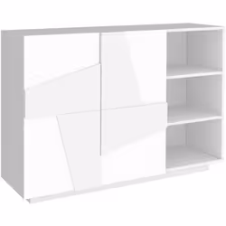 CREDENZA - Buffet da soggiorno multifunzione, Madia da salotto a 2 ante, 100% Made in Italy, cm 121x38h86, Bianco lucido. STR ...