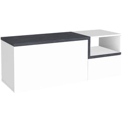 Mobile da ingresso Aska, Entratina moderna multifunzione, Armadietto multiuso per atrio, 100% Made in Italy, cm 120x40h54, Bianco lucido e Ardesia