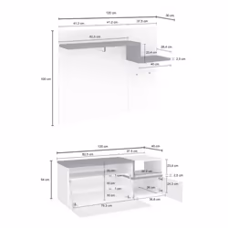 Mobile da ingresso Graziella, Made in Italy, Entratina con appendiabiti e scarpiera, Porta TV, cm 120x40h54, Bianco lucido e Grigio Ardesia