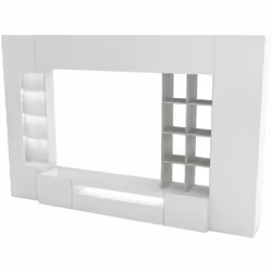 PARETE ATTREZZATA - Set salotto porta TV, Mobile soggiorno multiuso, 100% Made in Italy, cm 290x40h192, Bianco lucido e Cemen ...