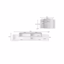 Parete attrezzata da soggiorno Alaskino, Made in Italy, Base porta TV e pensile sospeso, cm 280x45h180, colore Bianco lucido e Grigio Cenere