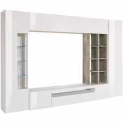 PARETE ATTREZZATA - Set salotto porta TV, Mobile soggiorno multiuso con luce LED, 100% Made in Italy, cm 290x40h192, Bianco l ...