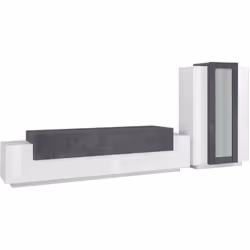 PARETE ATTREZZATA - Set salotto porta TV, Mobile soggiorno multiuso, 100% Made in Italy, cm 280x45h121, Bianco lucido e Ardes ...