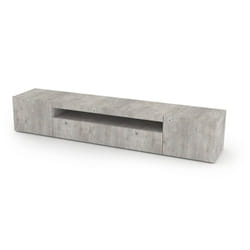Mobile porta tv Amore, Credenza bassa da soggiorno a 3 ante, Base porta televisione, 100% Made in Italy, cm 200x40h37, Cemento - Dmora