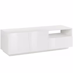 MOBILE PORTA TV - Credenza bassa da soggiorno a 2 ante, Base porta televisione, 100% Made in Italy, cm 150x43h46, Bianco luci ...
