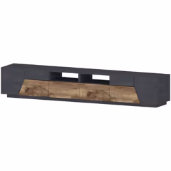 MOBILE PORTA TV - Credenza bassa da soggiorno a 4 ante, Base porta televisione, 100% Made in Italy, cm 260x43h46, Ardesia e A ...