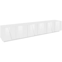 Mobile porta tv Aemilor, Credenza bassa da soggiorno, Base porta televisione, 100% Made in Italy, cm 244x44h46, Bianco lucido - Dmora