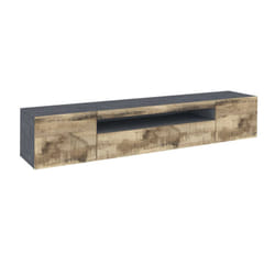 Dmora - Mobile porta TV Artropodi, Credenza bassa da soggiorno a 3 ante, Base porta televisione, 100% Made in Italy, cm 200x40h37, Ardesia e Acero,