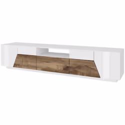 MOBILE PORTA TV - Credenza bassa da soggiorno, Base porta televisione, 100% Made in Italy, cm 220x43h46, Bianco lucido e Acer ...