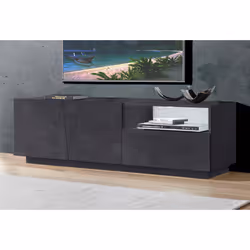 Mobile da soggiorno Porta Aiace, Made in Italy, Credenza per Aiace da salotto a 2 ante e 1 cassetto, cm 150x43h46, Grigio Ard ...