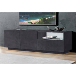 Mobile da soggiorno Porta Aiace, Made in Italy, Credenza per Aiace da salotto a 2 ante e 1 cassetto, cm 150x43h46, Grigio Ardesia