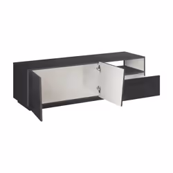 Mobile da soggiorno Porta Aiace, Made in Italy, Credenza per Aiace da salotto a 2 ante e 1 cassetto, cm 150x43h46, Grigio Ardesia - Vista aggiuntiva 4