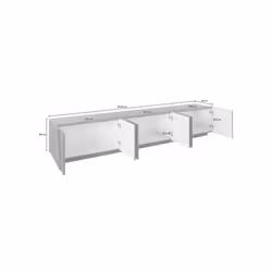 Mobile da soggiorno Porta Aemilor, Made in Italy, Credenza per Aemilor da salotto a 6 antine battenti con dettaglio, cm 244x44h46, Grigio Ardesia - Vista aggiuntiva 3
