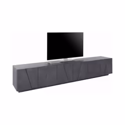 Mobile da soggiorno Porta Aemilor, Made in Italy, Credenza per Aemilor da salotto a 6 antine battenti con dettaglio, cm 244x44h46, Grigio Ardesia - Vista aggiuntiva 4