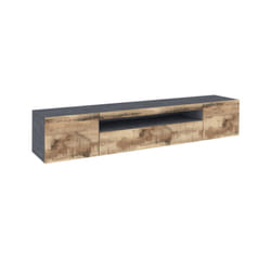 Mobile porta tv Artropodi, Credenza bassa da soggiorno a 3 ante, Base porta televisione, 100% Made in Italy, cm 200x40h37, Ardesia e Acero - Dmora