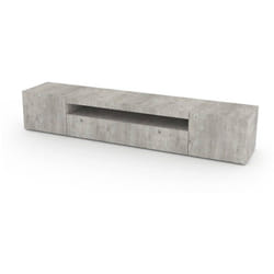 Mobile porta tv Amore, Credenza bassa da soggiorno a 3 ante, Base porta televisione, 100% Made in Italy, cm 200x40h37, Cemento, con luce led - Dmora