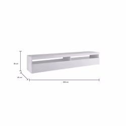 Mobile da soggiorno Porta Akon, Made in Italy, Credenza per Akon a 1 anta a ribalta e ripiani, cm 200x45h36, Bianco lucido, con luce LED bianca
